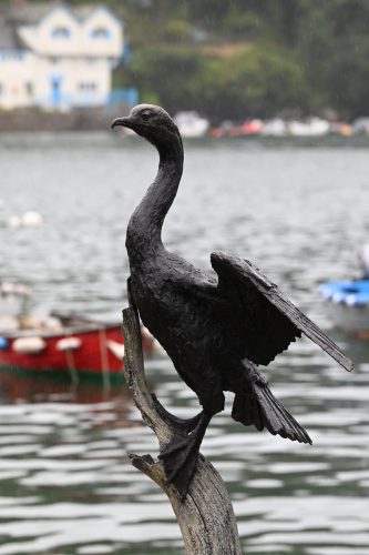 cormorant sculpture in bronze
