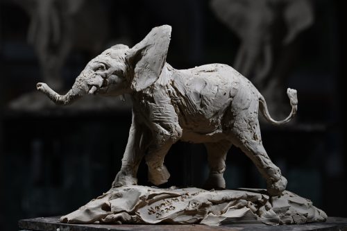 adolescent elephant original clay model