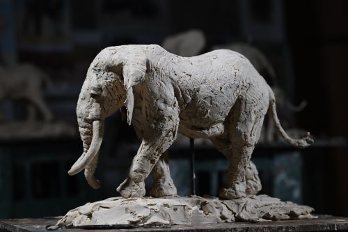 clay original for bull elephant sculpture