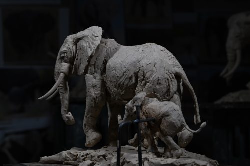 clay original elephant mother and calf