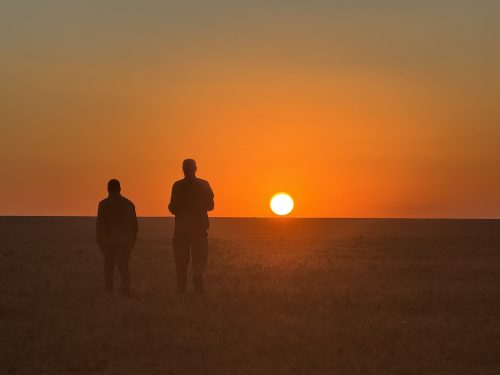 Hamish in Africa at sunset