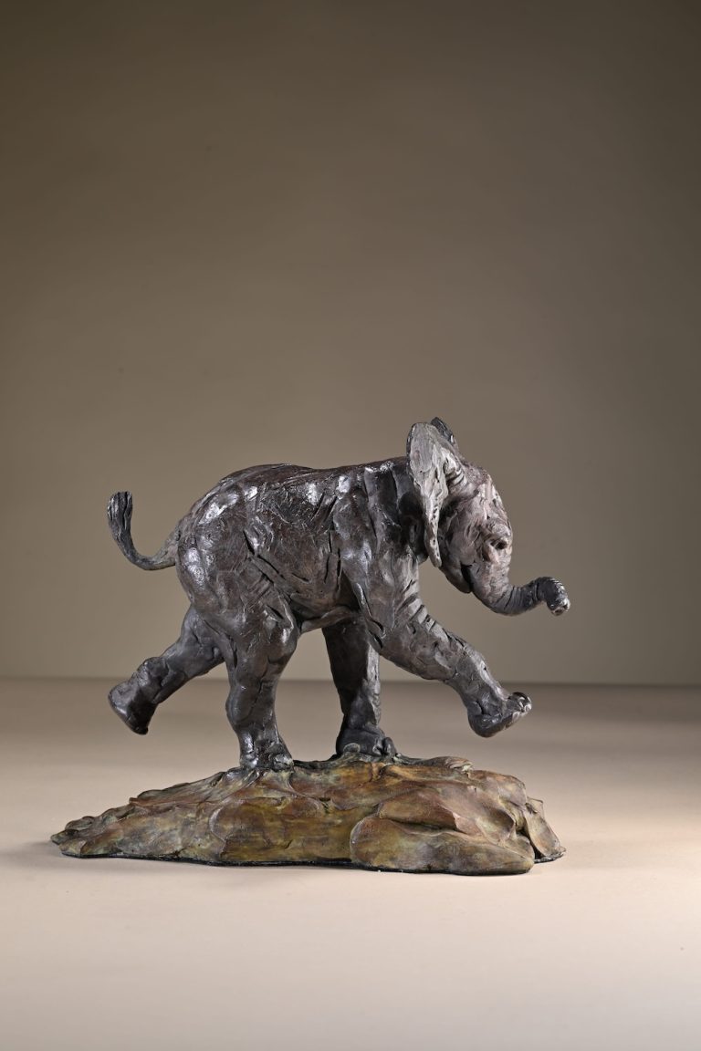 Bronze elephant calf pendant original by Mackie