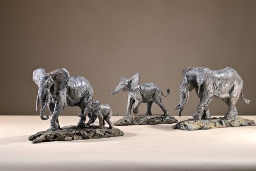 Bronze elephant sculptures