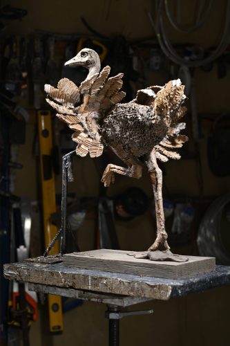 Clay original of ostrich sculpture