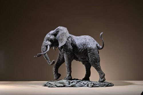 Large elephant bull sculpture