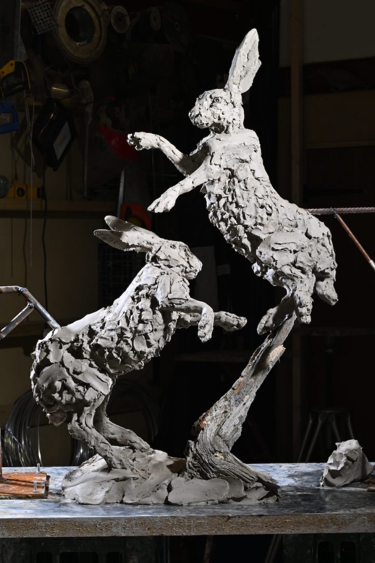 Clay Boxing Hares