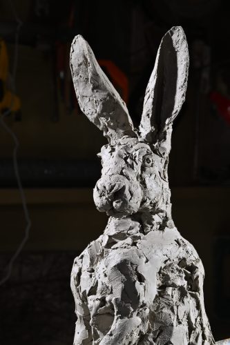close up of hare sculpture