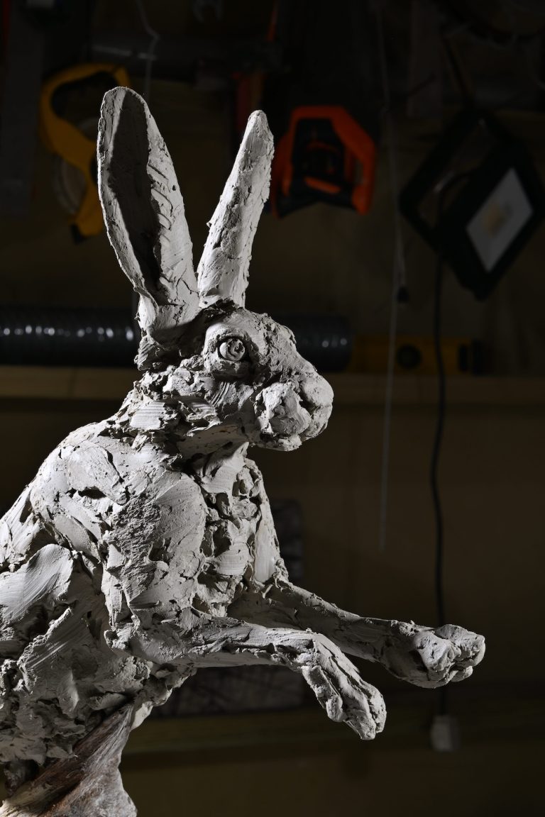 Close up of Hare Airborne sculpture