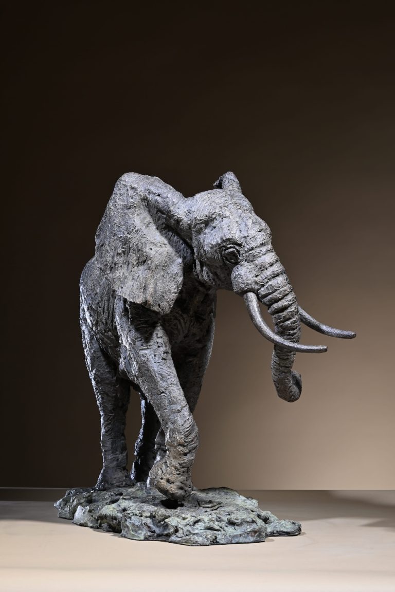 Mackie's large elephant bull sculpture