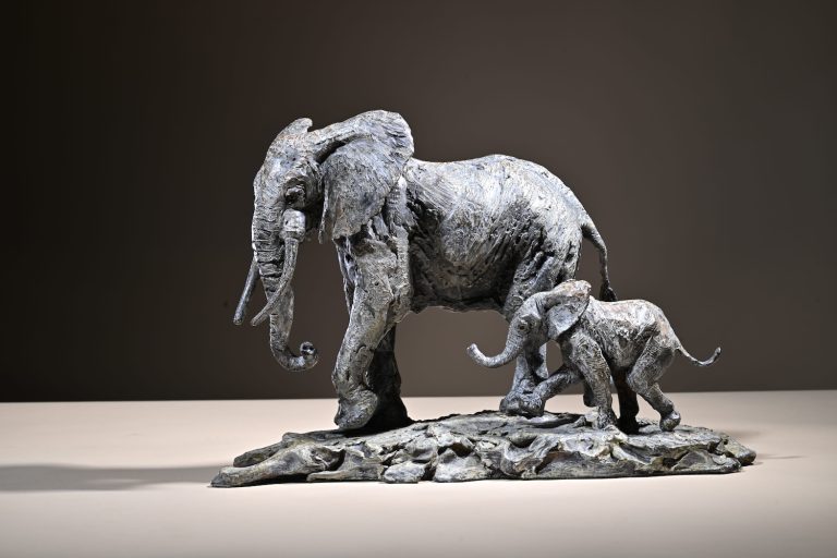 Mackie's bronze elephant cow and calf