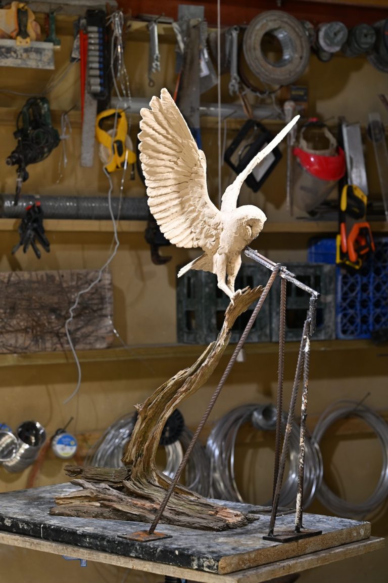 Plasticine barn owl sculpture
