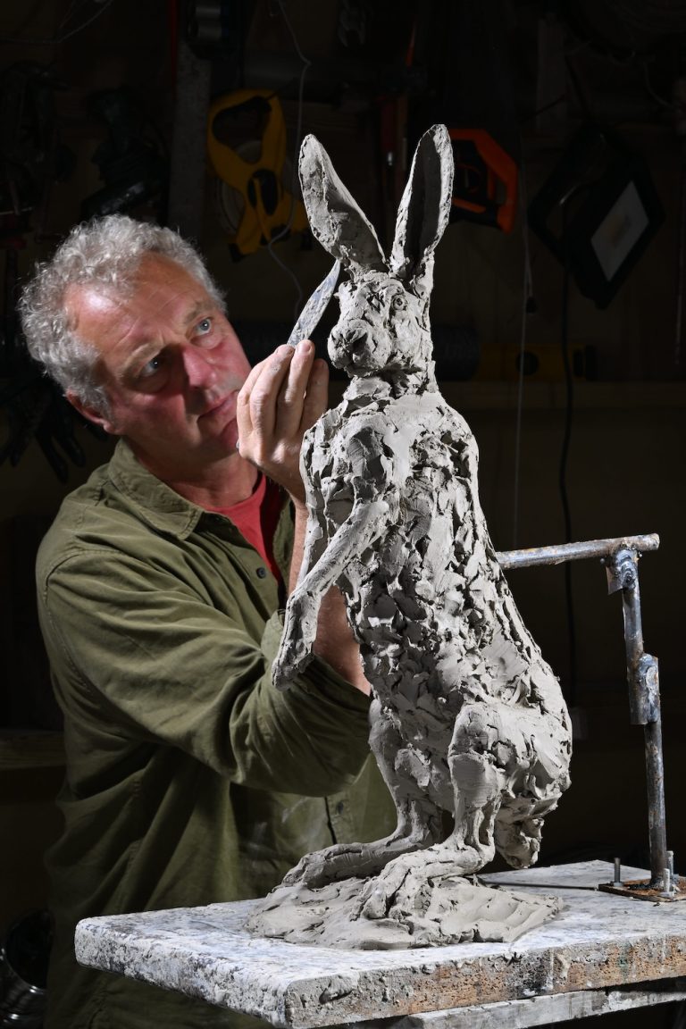 Hare Standing being sculpted