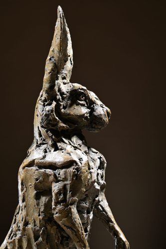 standing hare in bronze