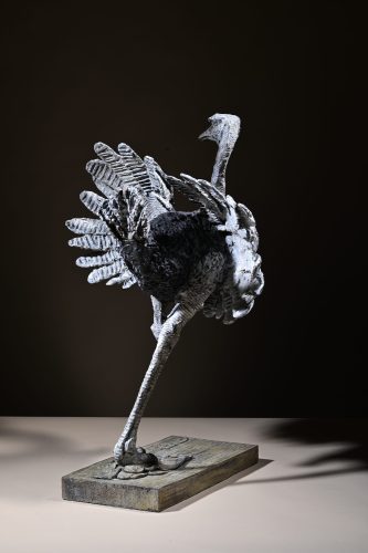 bronze ostrich sculpture by Mackie
